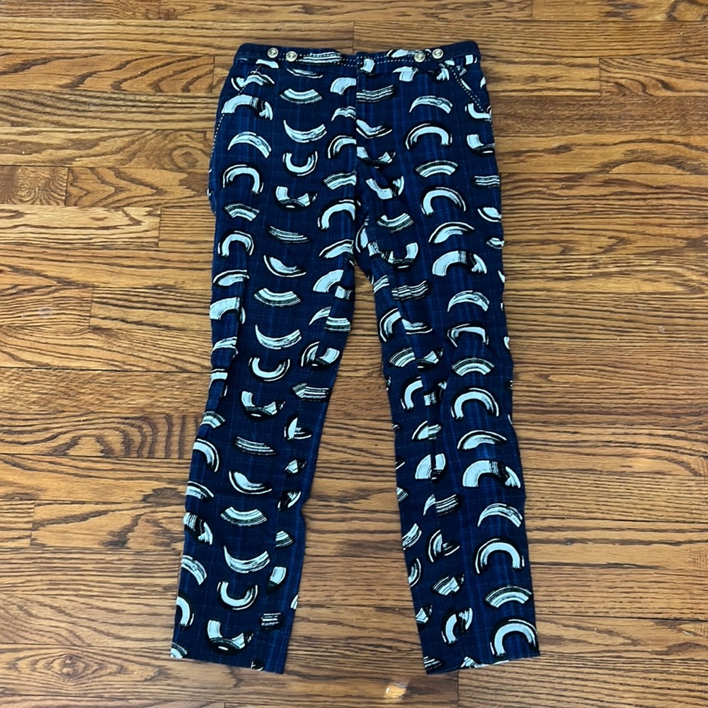 SOLD Anthropologie Cartonnier Charlie Brushstroke Trousers in Navy
